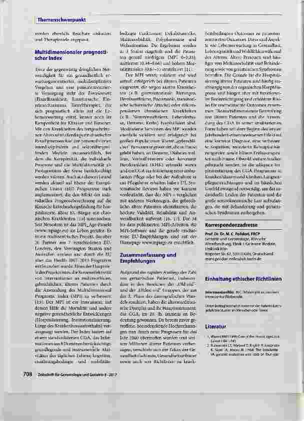 Vorschauseite 3: Zielund patientenorientierte Versorgung mithilfe des Comprehensive Geriatrie Assessment