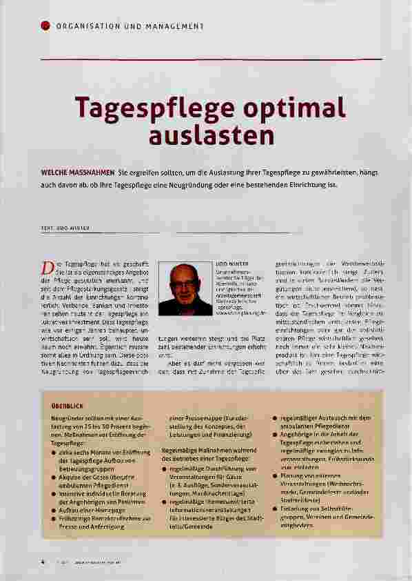 Vorschauseite 1: Tagespflege optimal auslasten