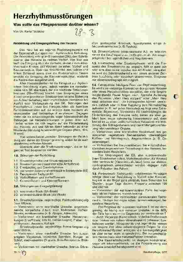 Vorschauseite 1: Herzrhytmusstörungen Was sollte das Pflegepersonal darüber wissen?