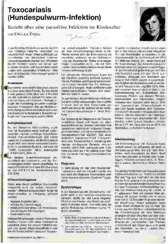 Vorschauseite 1: Toxocariasis (Hundespulwurm-Infektion)