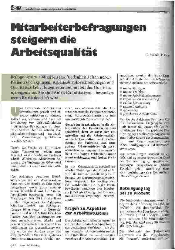 Vorschauseite 1: Mitarbeiterbefragungen steigern die Arbeitsqualität