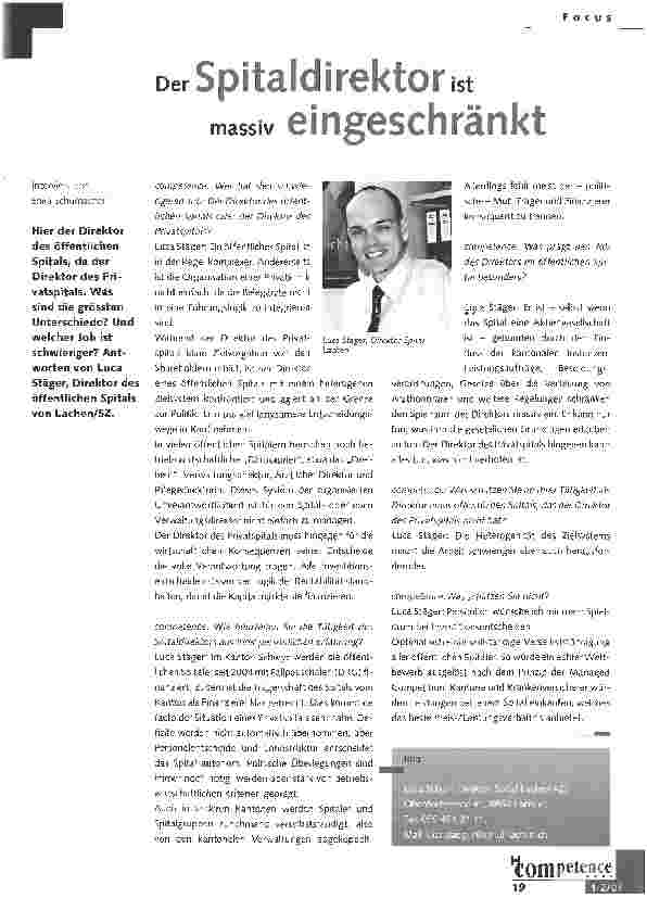 Vorschauseite 1: Der Spitaldirektor ist massiv eingeschränkt
