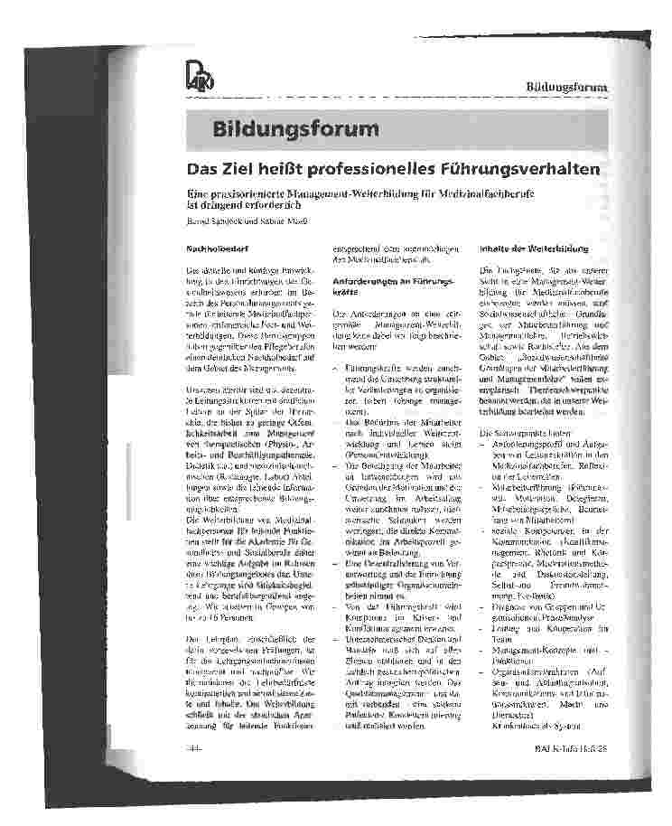 Vorschauseite 1: Das Ziel heißt professionelles Führunsverhalten
