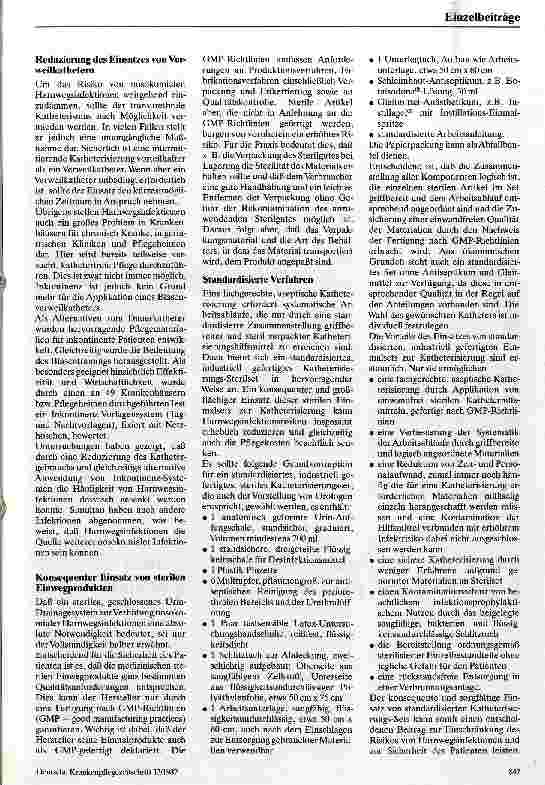 Vorschauseite 2: Nosokomial erworbene Harnwegsinfektionen Möglichkeiten zur Einschränkung ihres Risikos