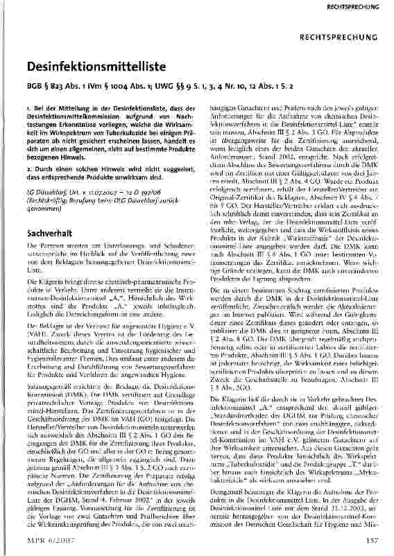 Vorschauseite 1: Desinfektionsmittelliste