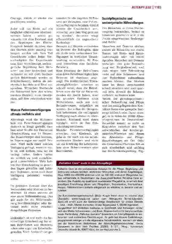 Vorschauseite 2: Patientenverfügungen auch für die Altenpflege?