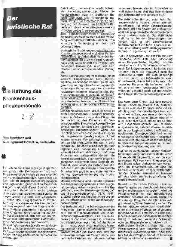 Vorschauseite 1: Die Haftung des Krankenhauspflegepersonals