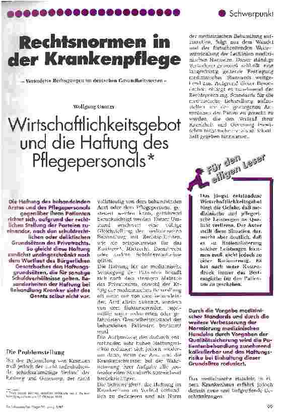 Vorschauseite 1: Rechtsformen in der Krankenpflege Wirtschaftlichkeitsgebot und die Haftung des Pflegepersonal