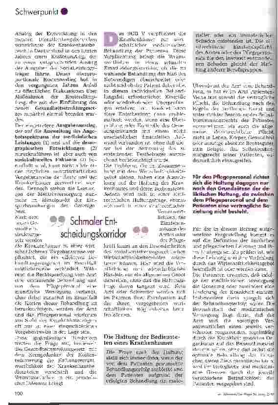 Vorschauseite 2: Rechtsformen in der Krankenpflege Wirtschaftlichkeitsgebot und die Haftung des Pflegepersonal