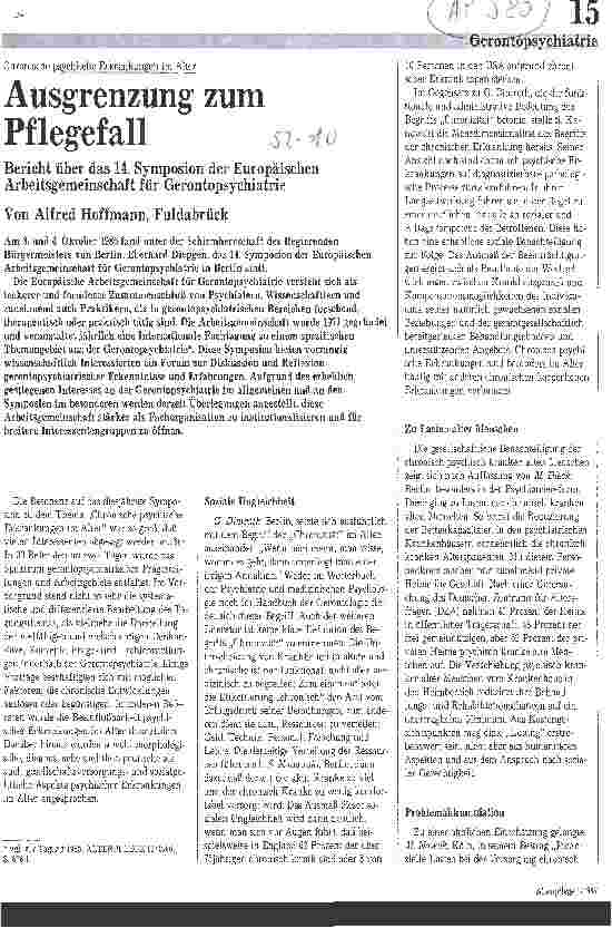 Vorschauseite 1: Ausgrenzung zum Pflegefall