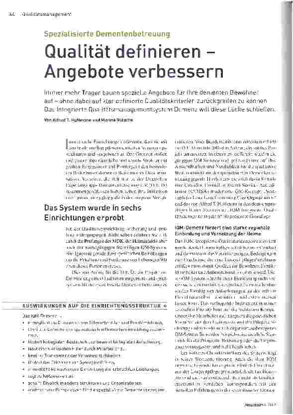 Vorschauseite 1: Qualität definieren -Angebote verbessern