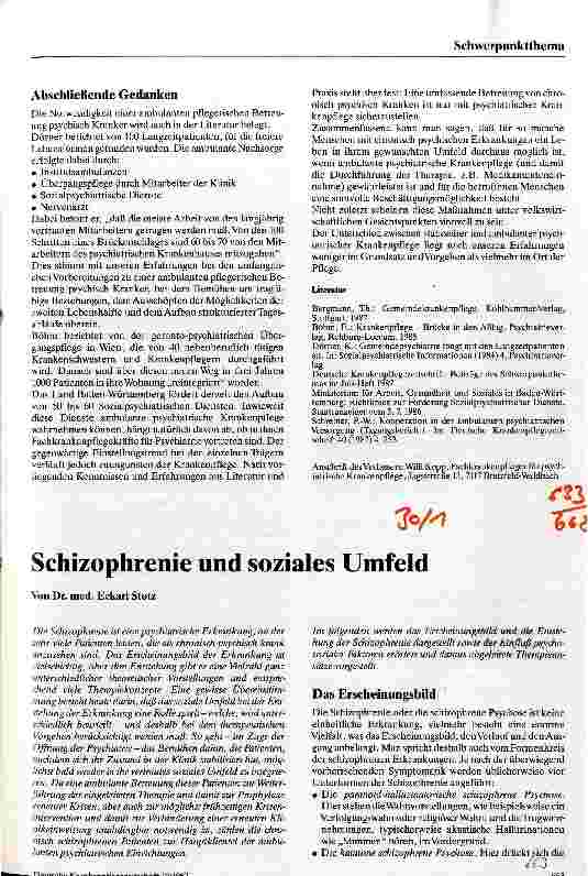 Vorschauseite 5: Ein neuer Ort psychiatrischer Krankenpflege Beispiele aus der Praxis ambulanter psychiatrischer Krankenpflege