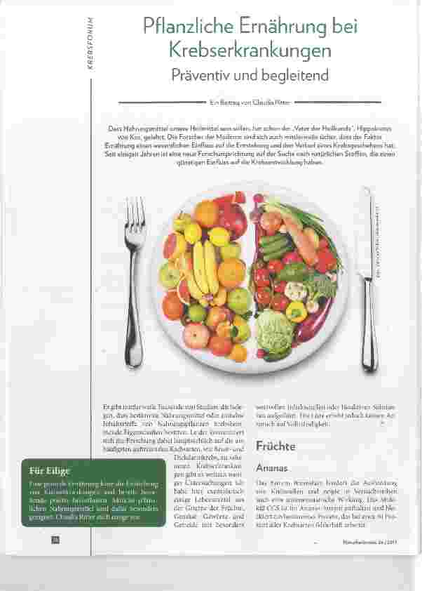 Vorschauseite 1: Pflanzliche Ernährung bei Krebserkrankungen Präventiv und begleitend