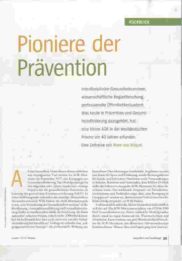 Vorschauseite 2: Pioniere der Prävention