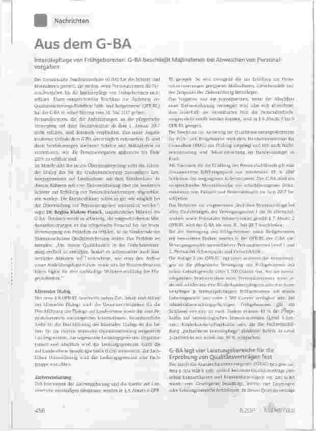 Vorschauseite 1: Aus dem G-BA