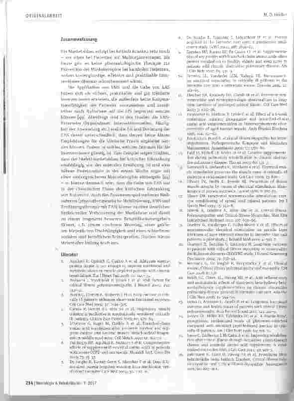 Vorschauseite 6: Elektrische Muskelstimulation (EMS) und essenzielle Aminosäuren (EAS) bei Patienten mit Critical-Illness-Polyneuromyopathie wie ist der aktuelle Forschungsstand?