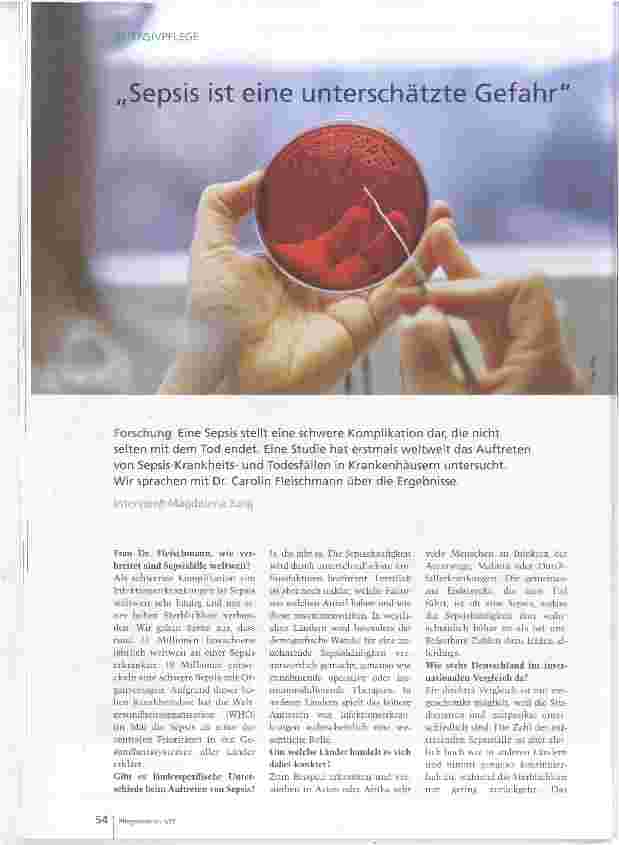 Vorschauseite 1: Sepsis ist eine unterschätzte Gefahr