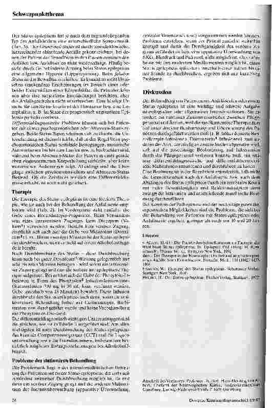 Vorschauseite 4: Anfallsserien und Status epilepticus Diagnose - Therapie - Differentialdiagnose - Probleme