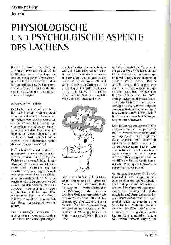 Vorschauseite 1: Physiologische und psychologische Aspekte des Lachens
