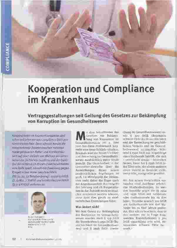 Vorschauseite 1: Kooperation und Compliance im Krankenhaus