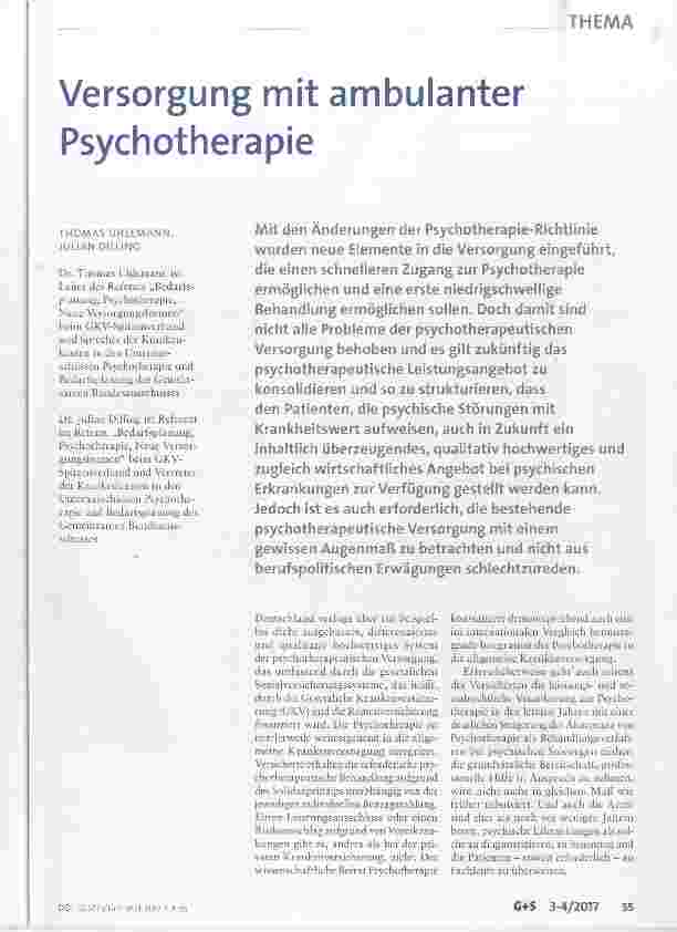 Vorschauseite 1: Versorgung mit ambulanter Psychotherapie