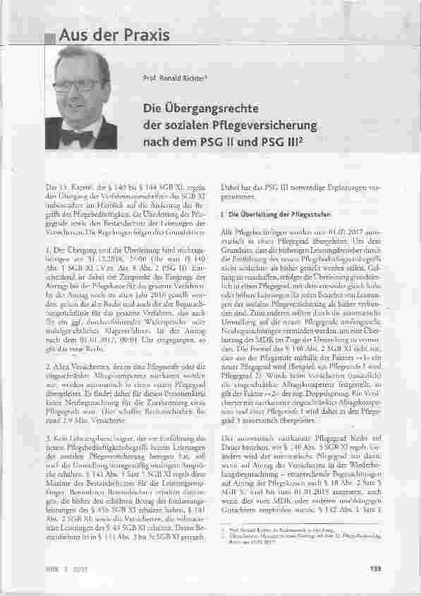 Vorschauseite 1: Die Übergangsrechte der sozialen Pflegeversicherung nach dem PSG II und PSG IIP