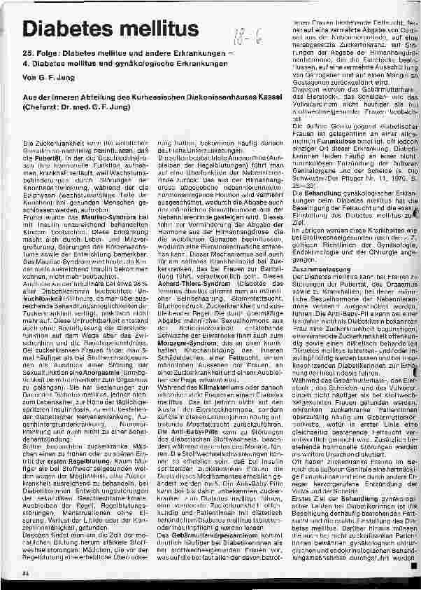 Vorschauseite 1: Diabetes mellitus 25. Folge: Diabetes mellitus und andere Erkrankungen