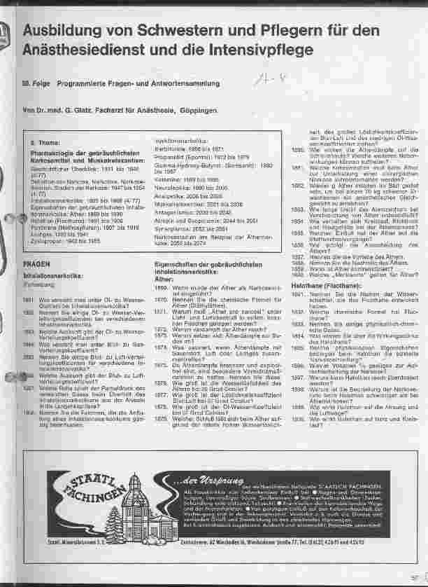 Vorschauseite 1: Ausbildung von Schwestern und Pflegern für den Anästhesiedienst und die Intensivpflege