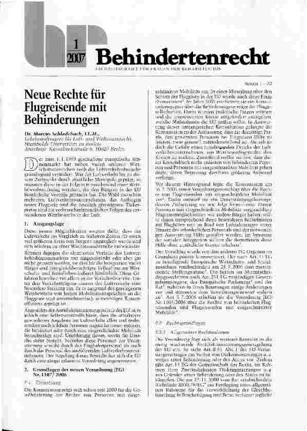 Vorschauseite 1: Neue Rechte für Flugreisende mit Behinderungen
