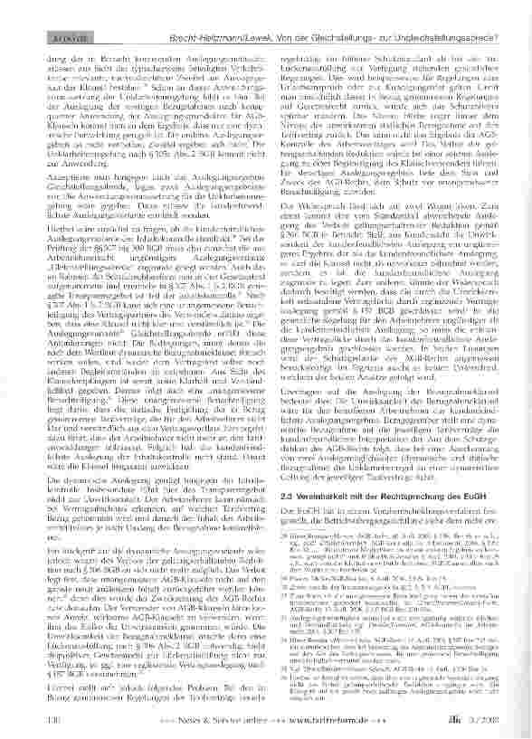 Vorschauseite 4: Von der Gleichstellungszur Ungleichstellungsabrede? Entscheidungsbesprechung zu BAG 4 AZR 536/041