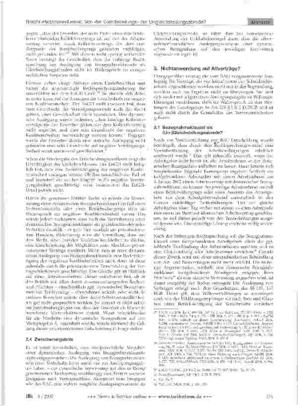 Vorschauseite 5: Von der Gleichstellungszur Ungleichstellungsabrede? Entscheidungsbesprechung zu BAG 4 AZR 536/041