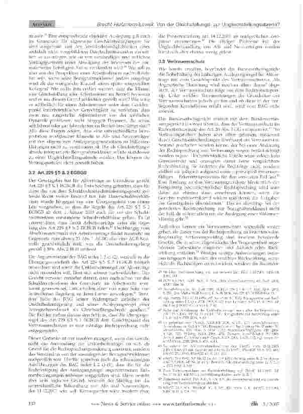Vorschauseite 6: Von der Gleichstellungszur Ungleichstellungsabrede? Entscheidungsbesprechung zu BAG 4 AZR 536/041
