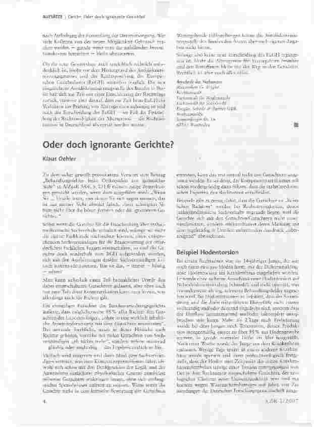 Vorschauseite 1: Oder doch ignorante Gerichte?