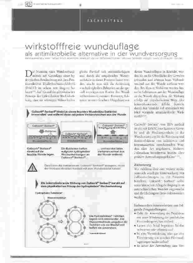 Vorschauseite 1: Wirkstofffreie Wundauflage als antimikrobielle alternative in der Wundversorgung