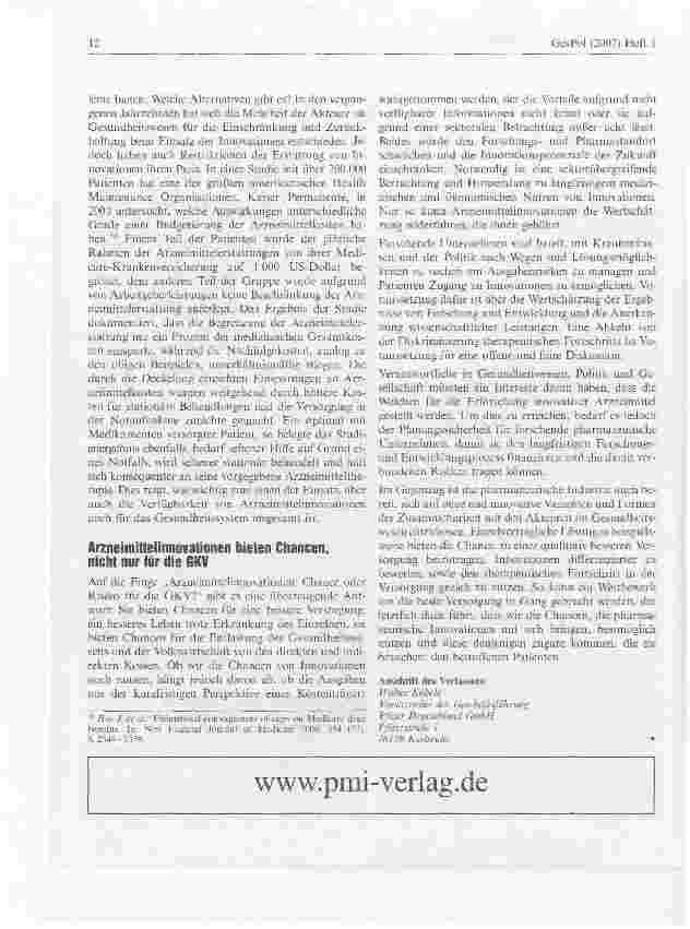 Vorschauseite 6: Medizinisch-pharmazeutische Innovationen: Chance oder Risiko für die GKV?