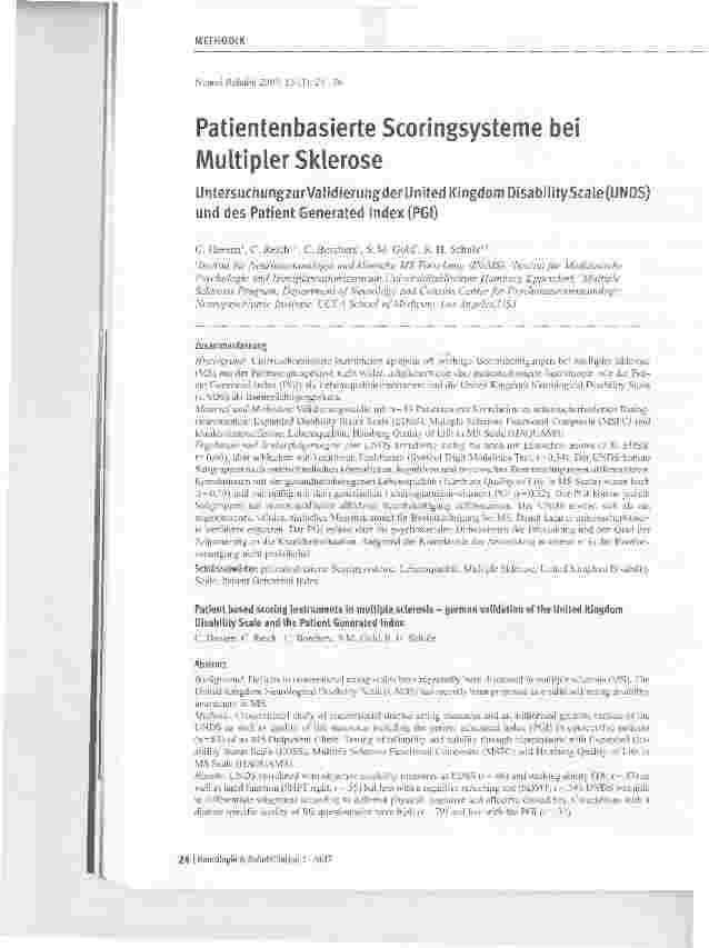 Vorschauseite 1: Patientenbasierte Scoringsysteme bei Multipler Sklerose