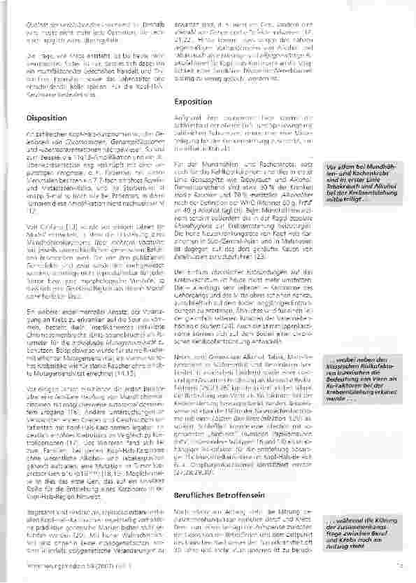 Vorschauseite 3: Versicherungsrelevante Aspekte bei Karzinomen der Kopf-Hals-Region: Disposition, Exposition, Prognose