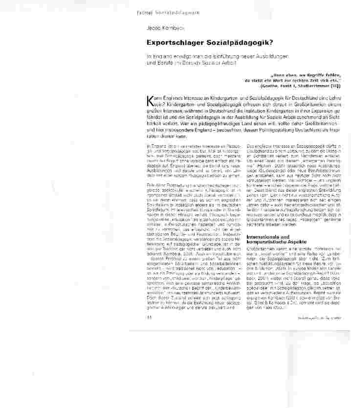 Vorschauseite 1: Exportschlager Sozialpädagogik?