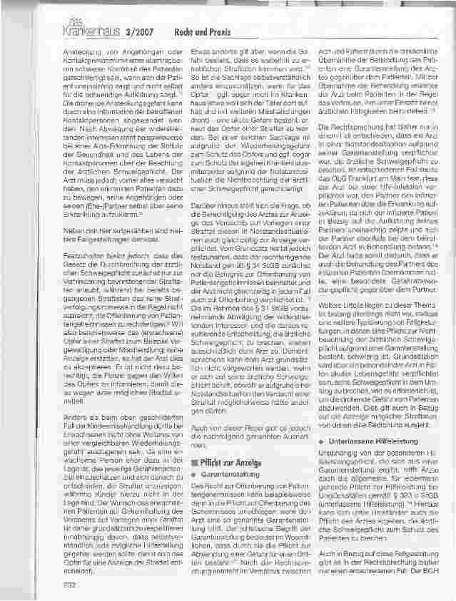 Vorschauseite 2: Ärztliche Schweigepflicht bei Verdacht auf Straftaten