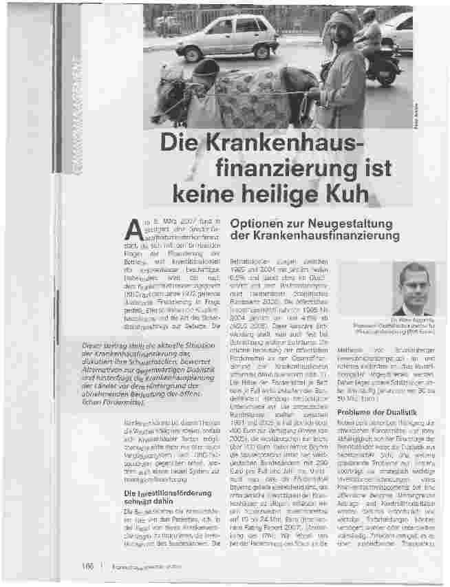 Vorschauseite 1: Die Krankenhausfinanzierung ist keine heilige Kuh