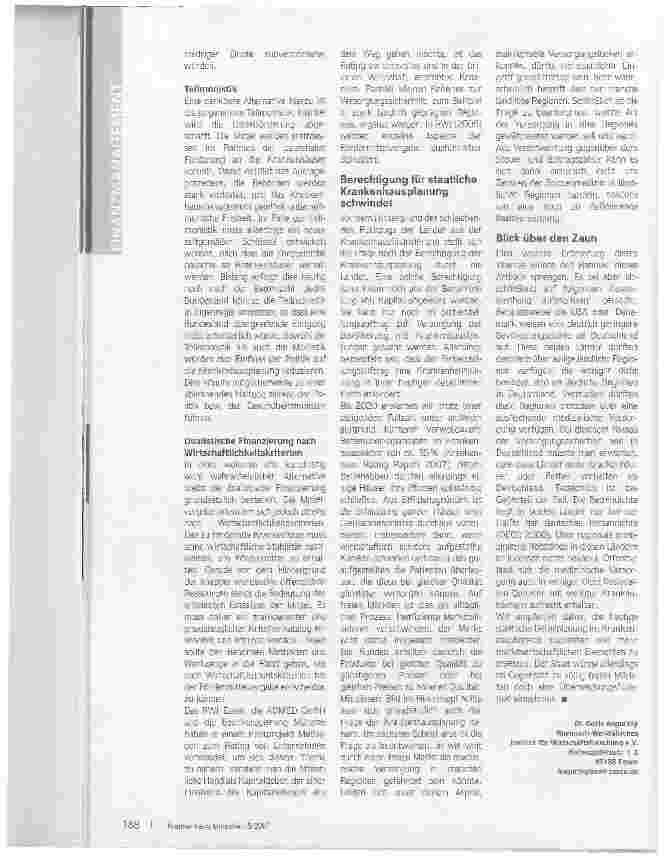 Vorschauseite 3: Die Krankenhausfinanzierung ist keine heilige Kuh