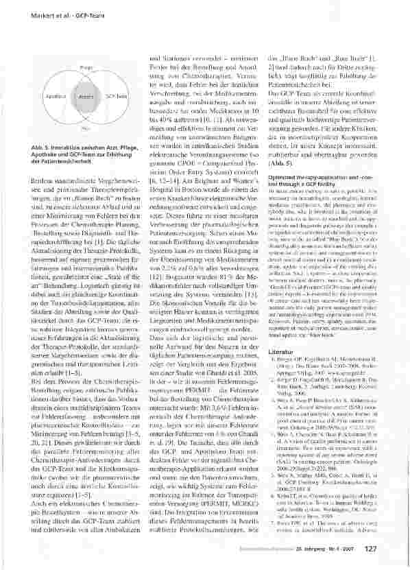 Vorschauseite 6: Optimierung der Therapiesicherheit und -kontrolle von Tumorpatienten durch das GCP-Team
