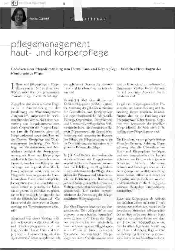 Vorschauseite 1: pflegemanagement hautund körperpflege