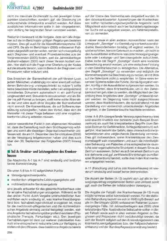 Vorschauseite 3: Qualitätsbericht 2007 - Übersicht über aktuelle Änderungen und Empfehlungen für die Erstellung des Berichtes in der Praxis