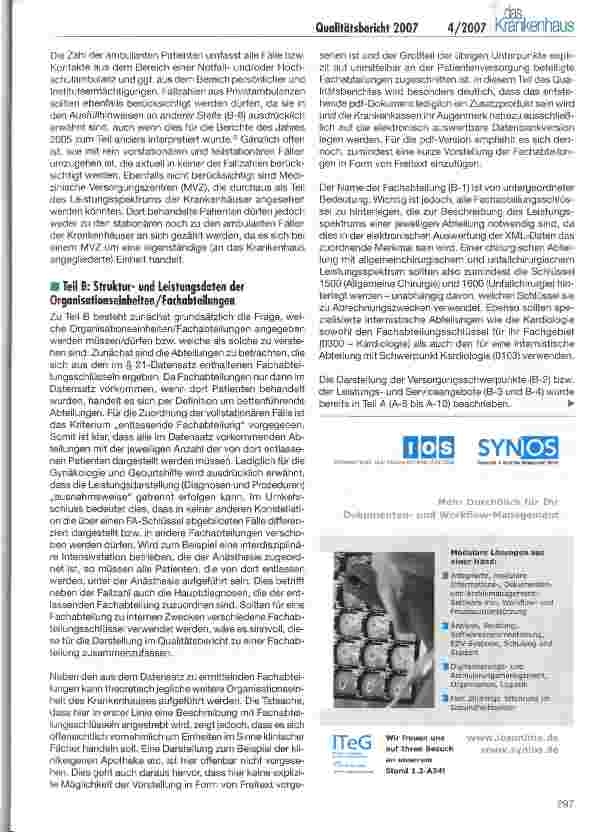 Vorschauseite 4: Qualitätsbericht 2007 - Übersicht über aktuelle Änderungen und Empfehlungen für die Erstellung des Berichtes in der Praxis