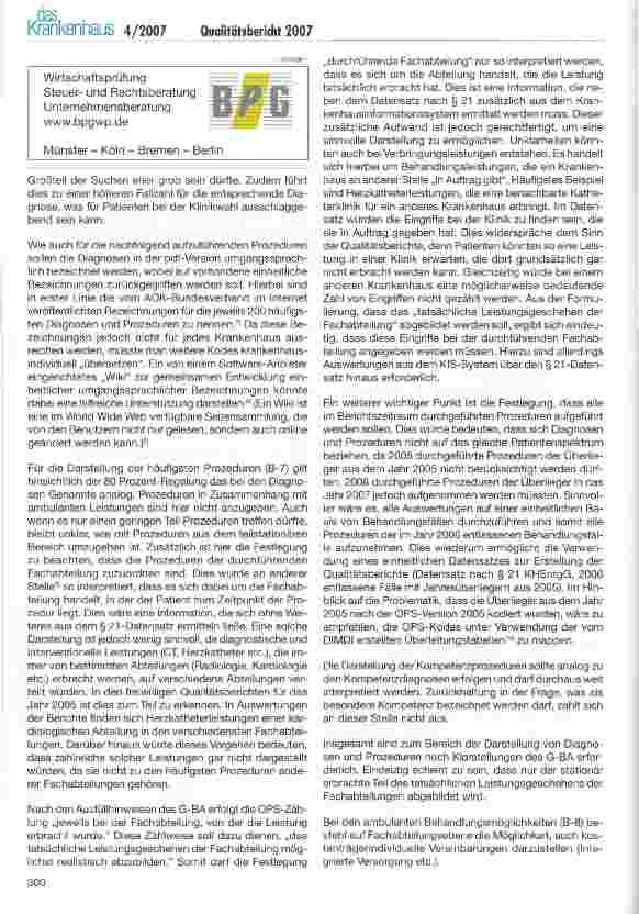 Vorschauseite 6: Qualitätsbericht 2007 - Übersicht über aktuelle Änderungen und Empfehlungen für die Erstellung des Berichtes in der Praxis