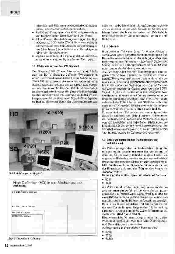 Vorschauseite 3: High-Definition Television in der Medizintechnik