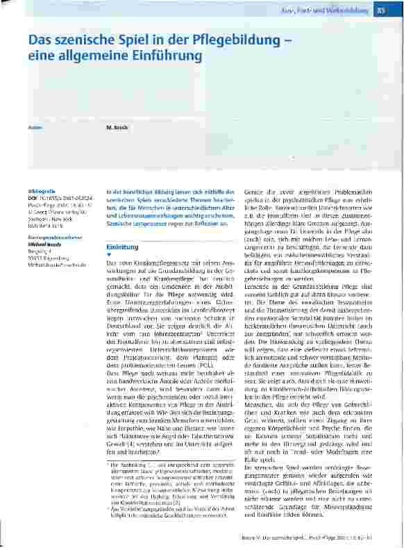 Vorschauseite 1: Das szenische Spiel in der Pflegebildung eine allgemeine Einführung