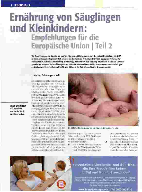 Vorschauseite 1: Ernährung von Säuglingen und Kleinkindern: Empfehlungen für die Europäische Union | Teil 2