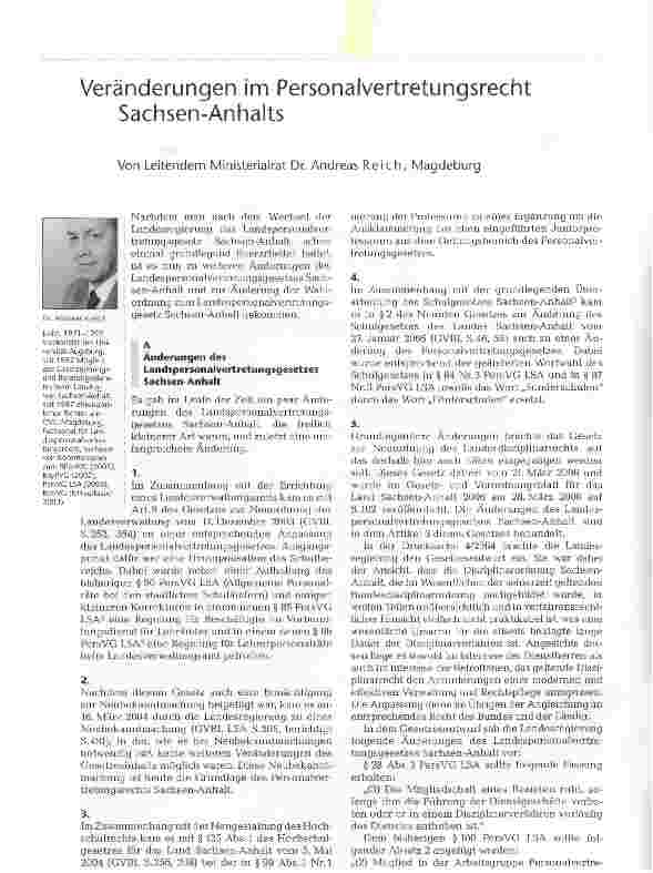 Vorschauseite 1: Veränderungen im Personalvertretungsrecht Sachsen-Anhalts
